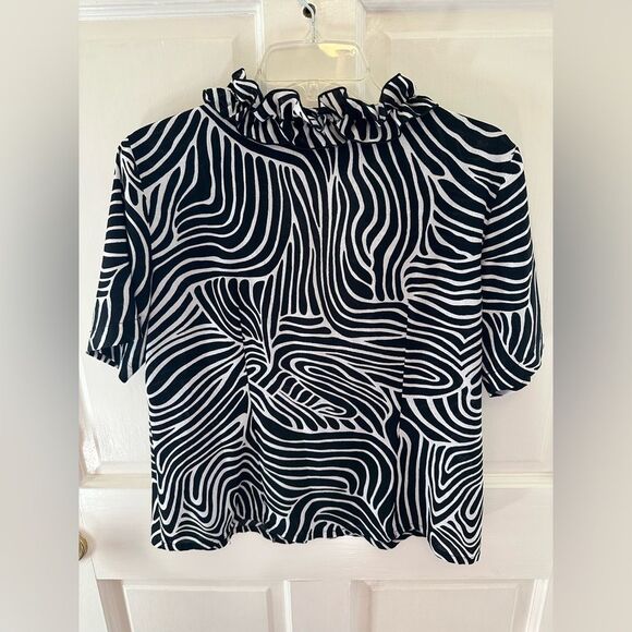 Vintage Binomio Black and White Abstract Blouse 14 - Picture 2 of 3